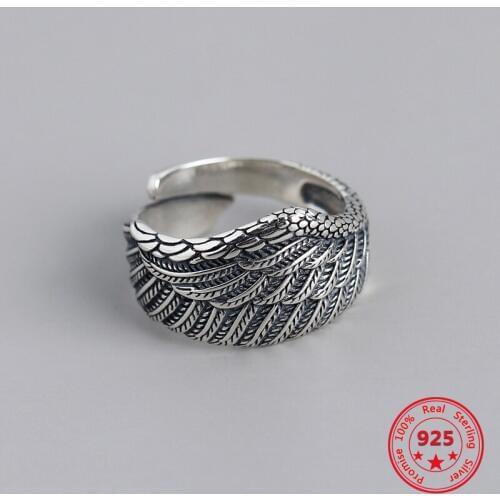 2020 Summer New S925 Sterling Silver Ring Angel Wings Shape European And American Style Fashion Trend Unisex Ring
