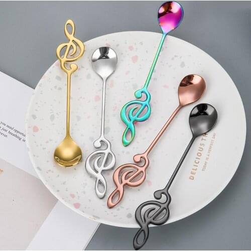 New Hot sale 1Pcs Musical Note Shaped Coffee Spoon Coffee Stirring Scoop Stainless Steel Milk Tea Drink Cafe Scoop 2021