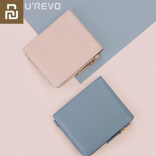 Original Youpin UREVO Fashion Short Leather Zipper Wallets Full Genuine Soft Purse Snap Fastener Women Wallets Bag for Travel