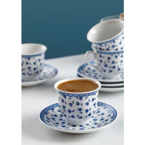 GREAT DRINK AND PERFECT English Home Briana Porcelain Set of 6 Coffee Cups 90 ml Blue FREE SHIPPING FREE SHIPPING