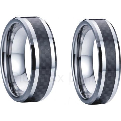 Pair pure tungsten carbide ring black wedding band couple love rings set jewelry 8mm for men 6mm for women