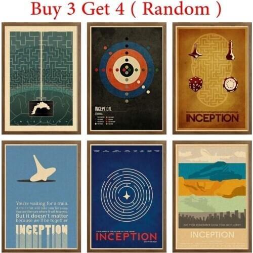 Inception bar poster Vintage Style Movie Wall Poster Kraft Paper Poster Decal Art Printing Painting Wall Decoration 42X30cm