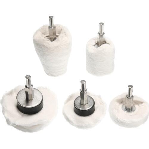 5Pcs/set Car Polishing Buffing Wheel Plish Pads Mop Drill Kit Waxed Cotton Cloth wheel For Aluminum Stainless