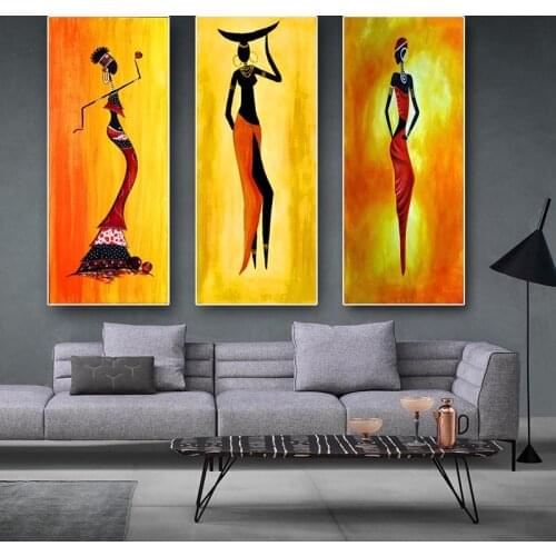African Woman Portrait Abstract Oil Painting on Canvas Posters and Prints Scandinavian Canvas Art Wall Picture for Living Room