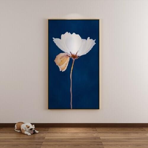 Handmade Painting Wall Art Canvas Art Flower Scenery Decorative Painting Bedroom Office Snow Lotus Vertical Painting Home Decor