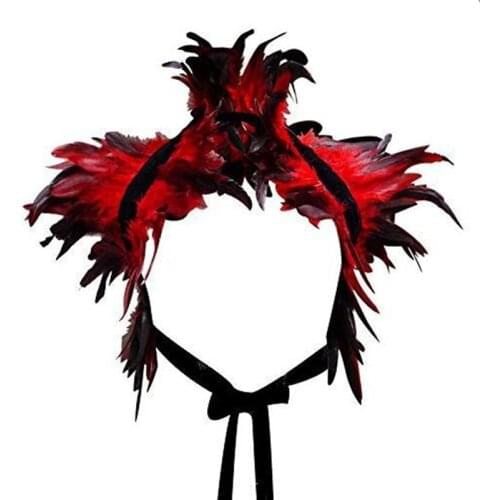 Feather Shrug Shawl Feather Fake collar Shoulder Wrap Cape Gothic Collar with Ribbon Ties Cosplay Costume Party scarf women