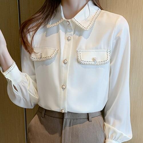 Long Sleeve Chiffon Blouse Shirt Tops Female Blouse Women Blusas Mujer De Moda 2021 Turn Down Collar Office Blouse Blusa E136