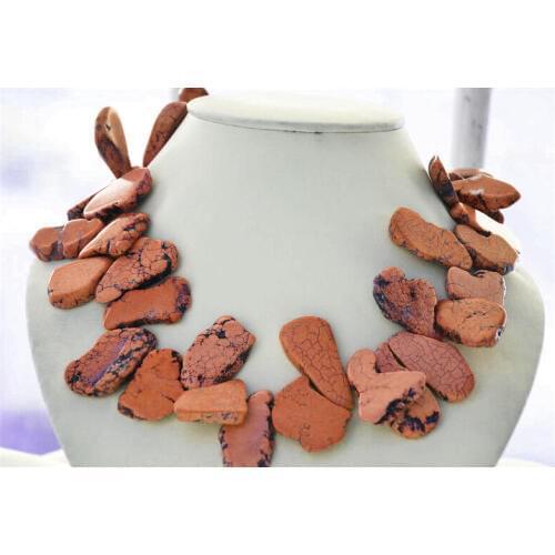 Wedding Woman Jewelry 18inch Orange Stone howlite Slice Stone baroque Choker Necklace Handmade charm