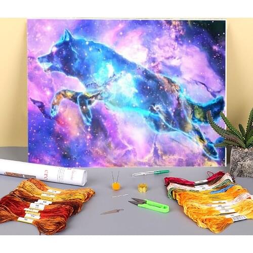 Wolf Animal Pre-Printed 11CT Cross Stitch Embroidery Full Kit DMC Threads Hobby Sewing Craft Handiwork Needle Stamped
