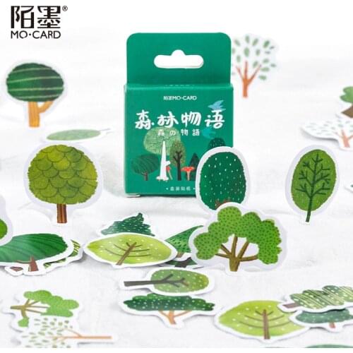Green Forest Decorative Stickers Trees Paper Stickers For Diary Cute Plants Stationery Sticker Scrapbooking DIY Planner Notebook