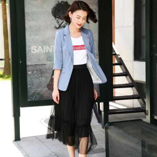 Female Skirt Suits for Women Business Suits Jacket and Blazer Sets Work Wear Clothes Half Sleeve