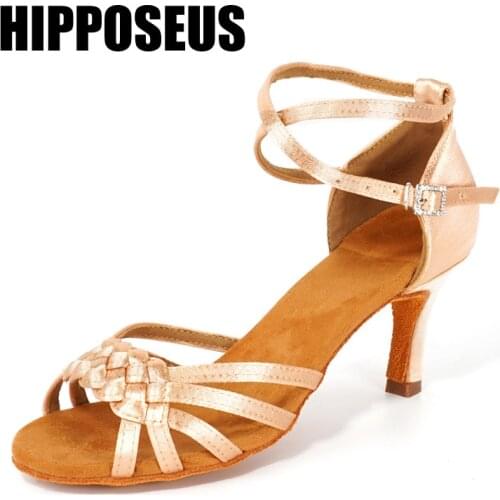 Hipposeus Girls Dance Shoes Women Ballroom Latin Dance Shoes Ladies Cha Cha Tango Dancing Shoes Samba Salsa Sandals Wholesale