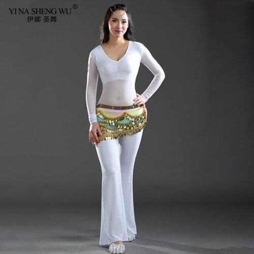 Lady Women Belly Dance Hip Scarf Accessories Belt Skirt With colorful bellydance Tone Coins Waist Chain Wrap Adult Top+ Pants