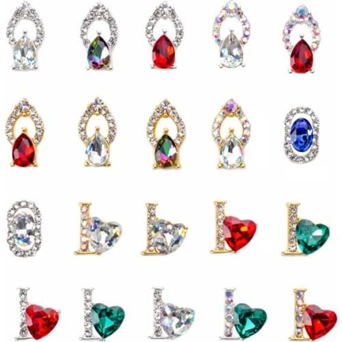10Pcs Heart Shaped Shiny Nail Art Rhinestones Crystal Romantic Design 3D Charms Fashion Nail Jewelry For Nail Accessories