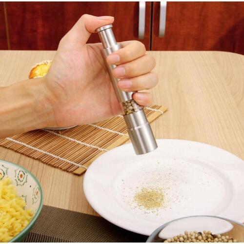100X Portable Stainless Steel Thumb Push Salt Pepper Grinder Spice Sauce Mill Grind Stick Kitchen tool Cooking Tools SN677