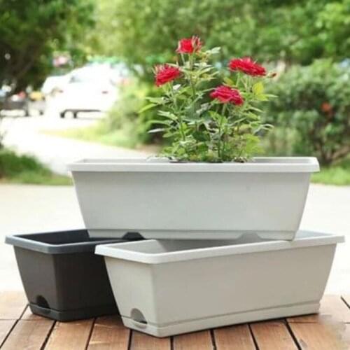 2pcs square Flower Pot Plant vegetable nursery Pots veg Planter garden pots yard home Decoration tools with Tray