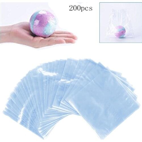 200 Pcs Waterproof POF Heat Shrink Wrap Bags for Soaps Bath Bombs and DIY Crafts (Transparent)