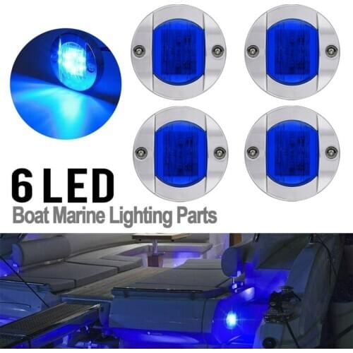 4pcs 12V-24V DC Marine Boat Blue LED Stern Lights Yacht Side Cabin Deck Courtesy Light Tail Lamp Yacht Accessory