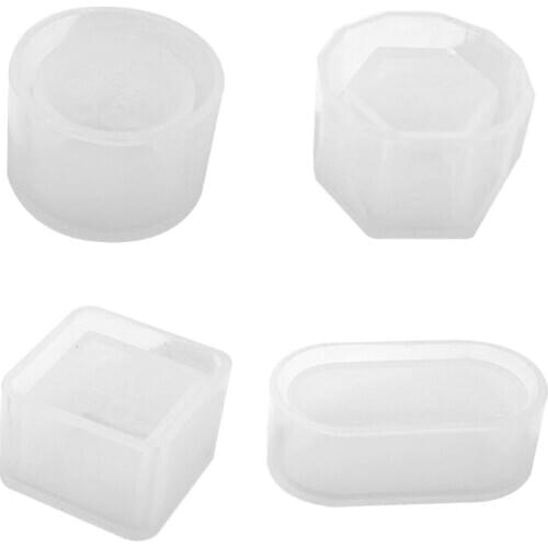 4 Pcs/set UV Resin DIY Handmade Flowerpot Silicone Mold Storage Box Hexagon Molds F3MF