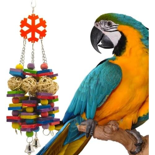 80% Dropshipping!!Parrot toy anti-bite wooden rattan snowflake chew toy bird supplies