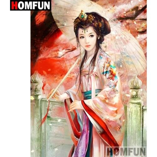 HOMFUN Full Square/Round Drill 5D DIY Diamond Painting "Umbrella girl" Embroidery Cross Stitch 5D Home Decor Gift A08095