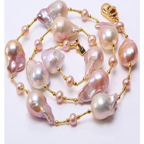 Baroque Freshwater Cultured Pearl Necklace Party Jewery for Women Gift AAA 25 Inches