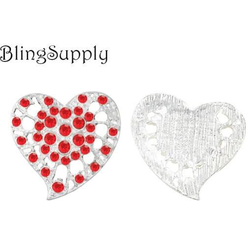 Free shipping 29mm rhinestone heart button for Valentine Day 10PCS/LOT(BTN-5430)