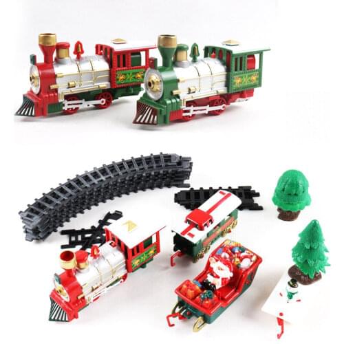 Kids Christmas Train Gift Electric Rail Car Train Set Railway Tracks Toys Electric Railway Train Set Building Engine Cars