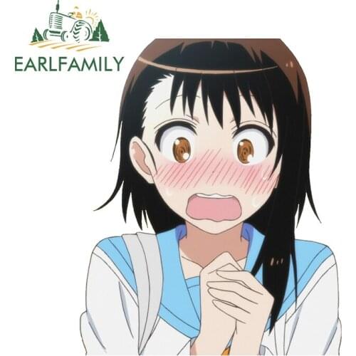 EARLFAMILY 13cm x 10.6cm for Onodera Cute Blush Car Sticker Personality Creative VAN DIY Custom Printing Anime Waterproof Decal