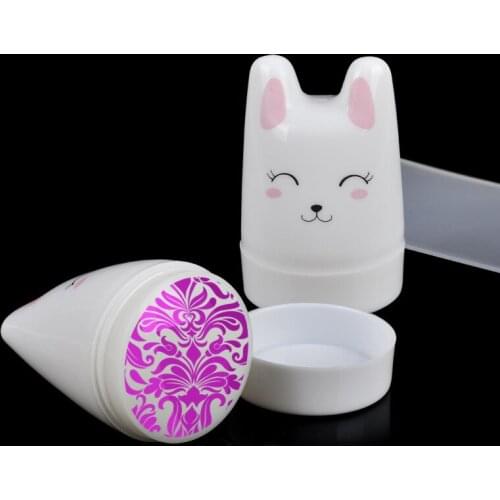 Nail art stamping plates cute cat designer with transparent nail card 2pcs set 3D manicure mold kit FW055
