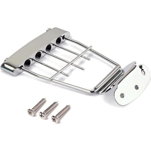 Guitar Tailpiece Chrome Plated 4 String Trapeze Tailpiece Adjustable Guitar Tailpiec Bridge for Archtop Jazz Bass Guitar