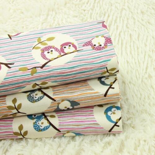 Half yard import thicken 100% cotton fabric with cartoon owl print, handmade DIY bag garment dress tissue B9