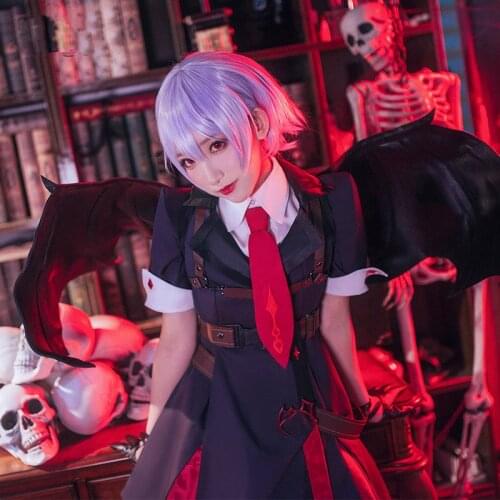 Amine The Touhou Project Remilia Scarlet Cosplay Costume Halloween Uniform Coat+Skirt+Tie+Belt+Gloves