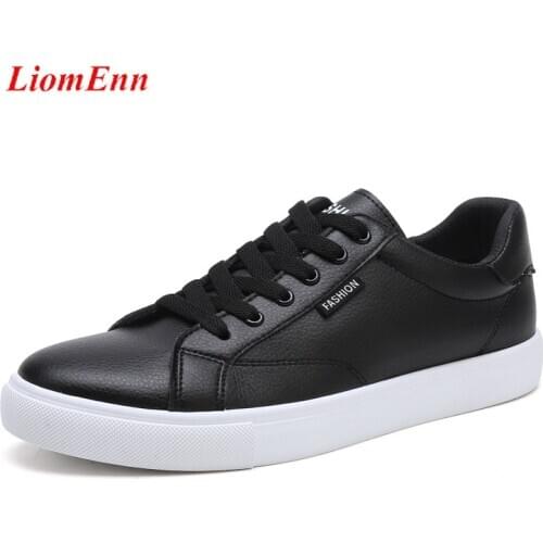 Leather Womens Shoes 2021 Spring White Black Sneakers Women Sport Shoes Flats Tennis Casual Men vulcanize Shoe Large Size 35-44