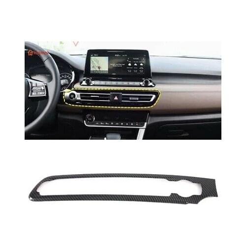 For Kia Seltos 2019 2020 Central Control Air Conditioner Vent Outlet Cover Trim Decoration Carbon Fiber Interior Car Accessories