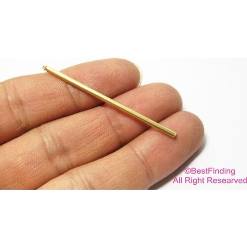 Brass pendant 50x2mm cylinder earring charms Raw brass Bar -50pcs R008