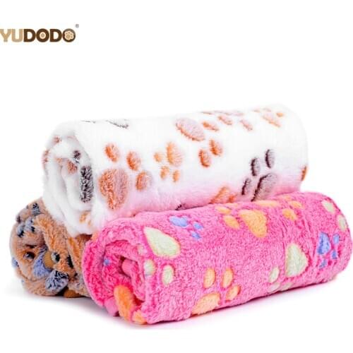 Multifunction Soft Dog Blankets, Winter Warm Paw Print Pet Sleep Puppy Cat Blanket Bed Mats 3 Colors