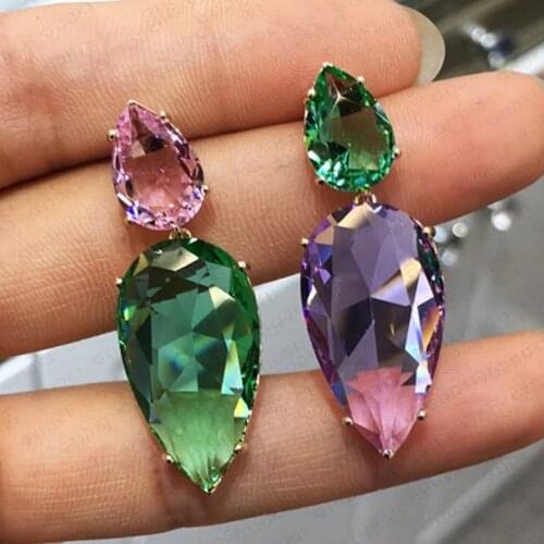 Trendy Gorgeous Italy Clear Crystal WaterDrop Earrings for Women Fine Jewelry Full CZ Bridal Wedding Earrings Jewelry New Hot