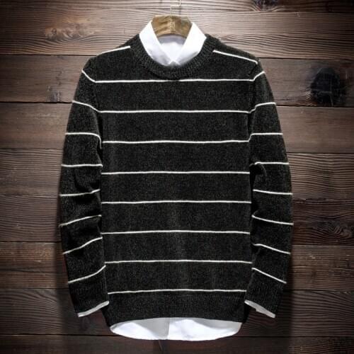 MRMT 2021 Brand New Mens Sweater Fashion Striped Casual Pullover for Male Crew Neck Sweater Clothing