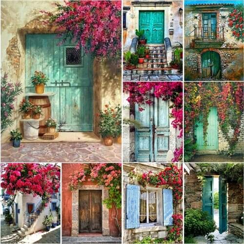 DIY Painting By Rhinestone Diamond Door Cross-stitch Kit Full Drill Hotel Art Mosaic Flowers Bedroom Decoration
