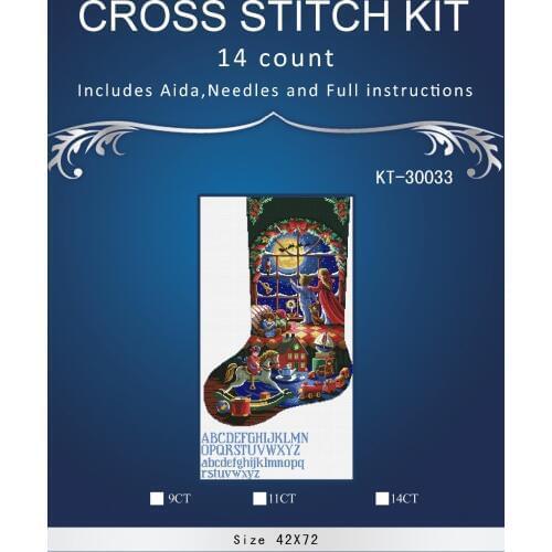 Christmas sock children home Decor counted 14ct white canvas similar DMC Cross Stitch kits14ct needlework Set DIY embroidery