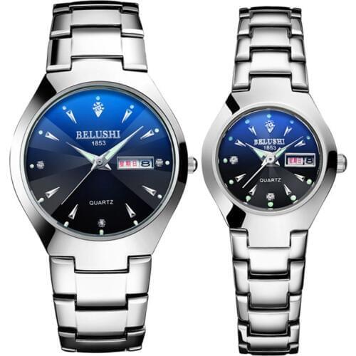 Couple Watches Top Quality Stainless steel Black Wrist Watch for Men and Women Bracelet Female Watch Reloj Hombre Lover Saat