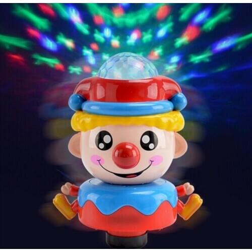 Battery Powered Adorable Clown Toy Avoid Obstacles with Lights and Music for Kids