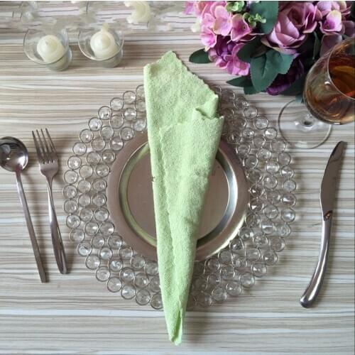 Wholesale 10pcs/lot Crystal Metal dinner plates with shinny Acrylic Bead Gold Silver color dish for Wedding Table Decorations