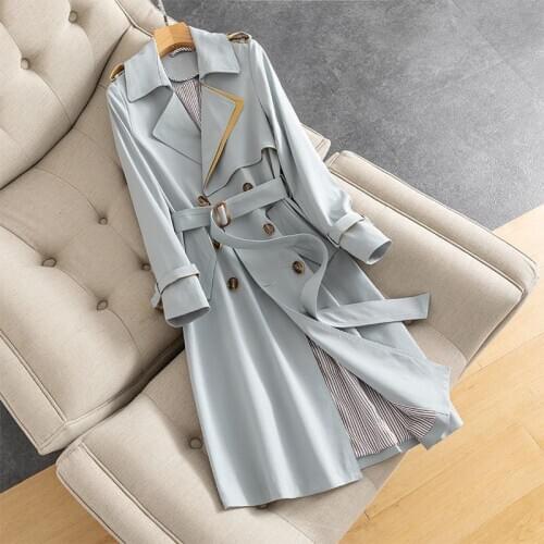 Womens Windbreaker Mid Long 2020 Spring And Autumn New Korean High-end Fashion Temperament Popular Womens Coat Trend