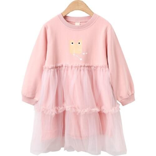 Long Sleeve Girls Princess Dress Spring Fall O-neck Kids Clothes for Girl Cartoon Pattern Children Clothing Toddler Teen Dresses