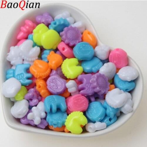 Colorful Mixed Cartoon Style Plastic Small Beads for Kids Jewelry making Bracelet DIY 30g
