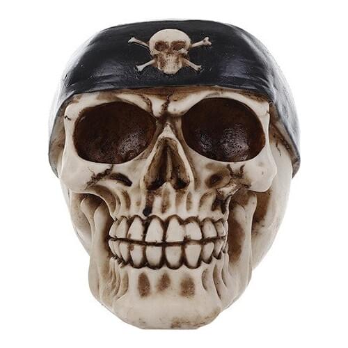 Moquerry Resin Craft Buccaneer Skull Head Gothic Pirate Craft Statues Skull Home Bar Decoration Skull Figurines Halloween