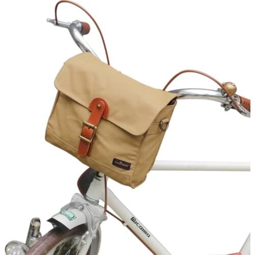 Tourbon Retro Bicycle Front Handlebar Bag Bike Seat Tail Pouch Shoulder Saddle Bags Waxed Canvas Waterproof Storage Carrier