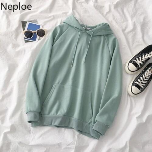Neploe Hoodies Women Loose Casual Hooded Long Sleeve Female Students Coats Spring 2021 Korean Fashion Pockets Ladies Tops 1C704